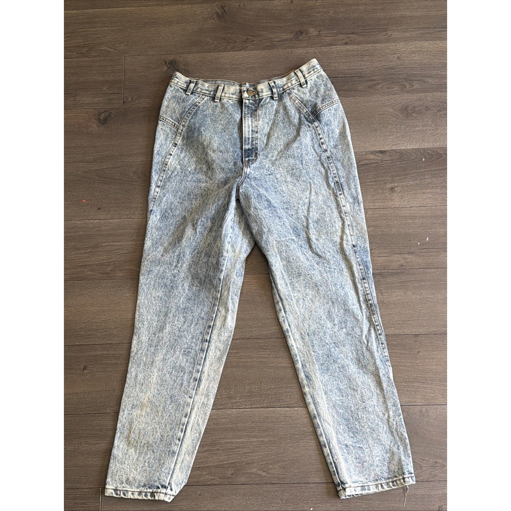 Vintage Chic Denim Jeans 80s High-Waisted Mom Tapered Acid Wash Womens 20 USA
